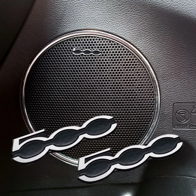 2 / 4 PCS Auto Audio Aluminum Speaker Stereo Sticker Car Accessories Fit For 500 500X Car Styling