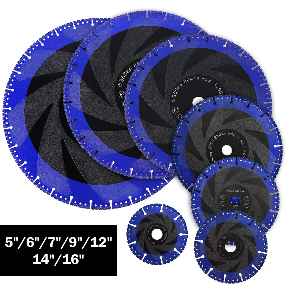 Dia 125mm-400mm Multi Purpose Vacuum Brazed Diamond Blade Diamond Cutting Disc For Cutting Rebar Steel Stainless Steel Aluminum