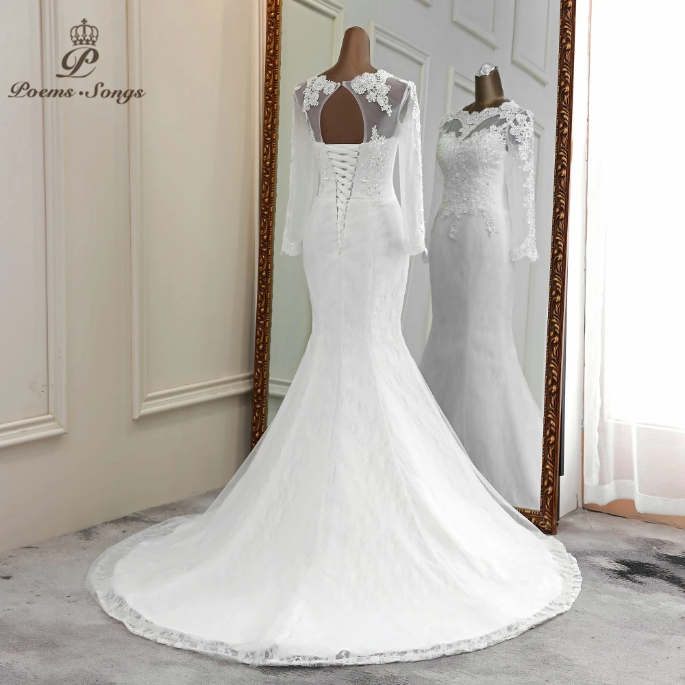 2020 nouvelle fleur robe de mariée manches longues mariage élégant robes de mariée applique sirène robe de mariée