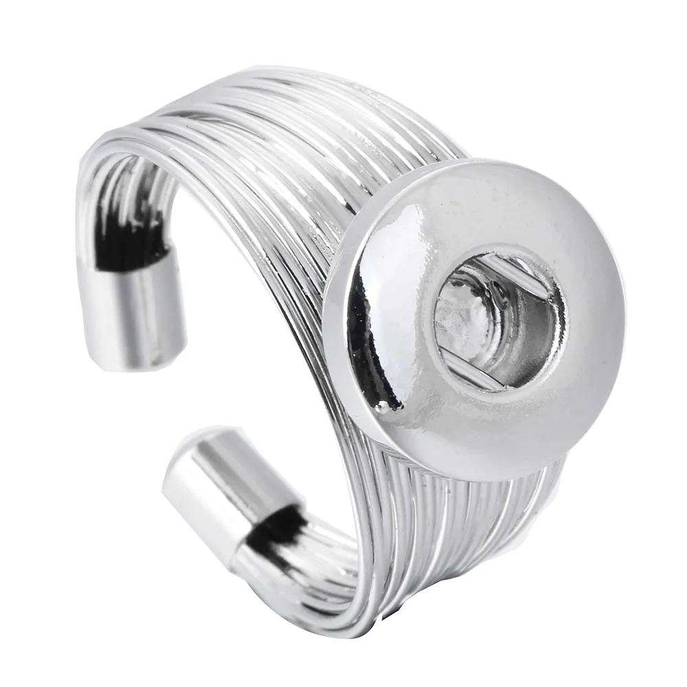 New Snaps Jewelry Metal 12mm Snap Ring Adjustable Elastic DIY Button Ring for Women Men's Ring