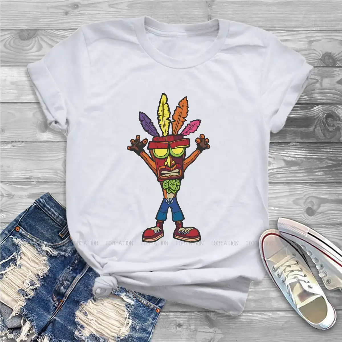 AKU-Camisetas De Bandicoot para mujer, ropa de videojuego, Harajuku Vintage