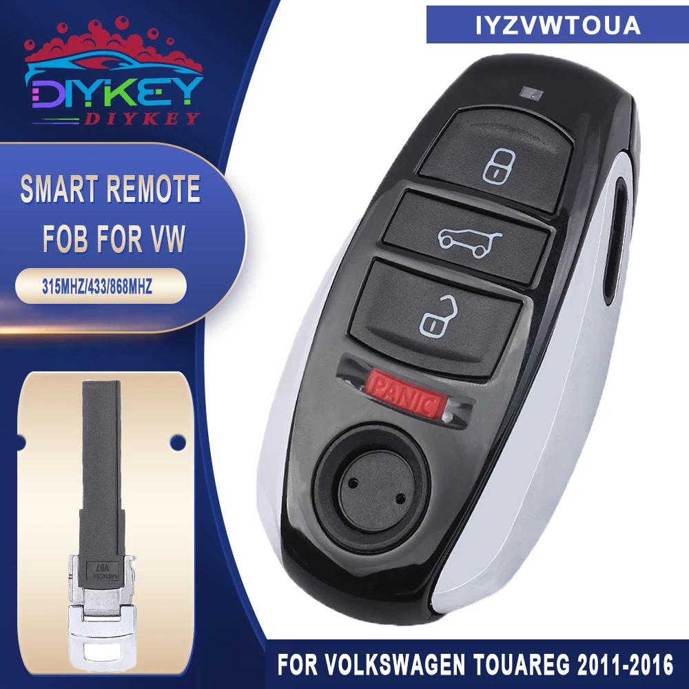 

DIYKEY IYZVWTOUA 315MHz/433MHz/868MHz PCF7945A 4Button Smart Remote Key Fob for Volkswagen Touareg 2011 2012 2013 2014 2015 2016