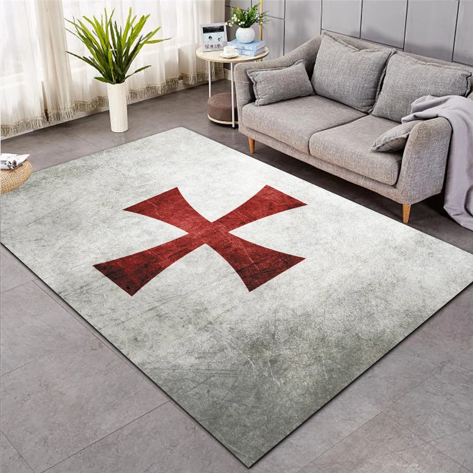 Knights Templar cavalier Carpet Soft Flannel 3D Print Rug Parlor Mat Area Rug Anti-slip Large Carpet Rug Living Room Decor 04