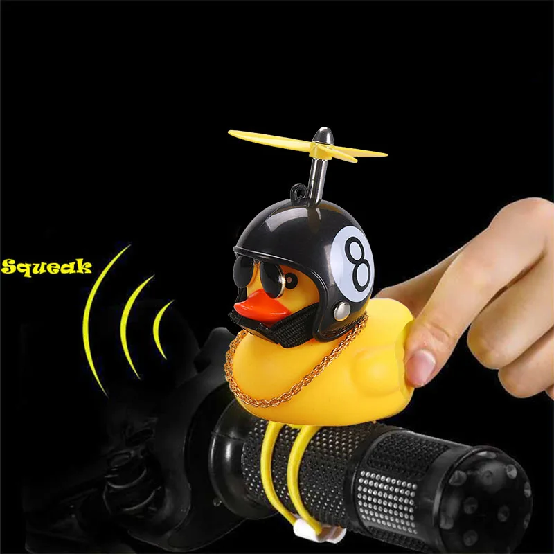 Bicycle Small Yellow Duck Propeller Helmet Standing Duck Broken Wind Ducky Decoration Bike Motorcycle Cycling Bicycle Ornaments