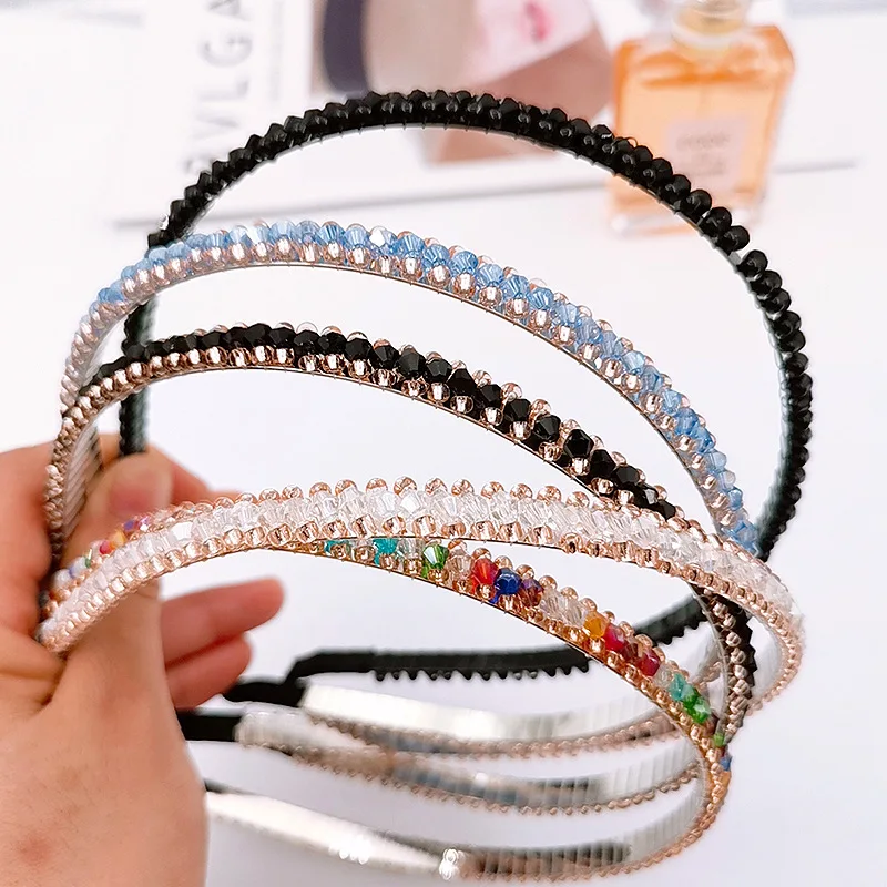 New classic fashion Three rows color Headband Crystal Hairband Festival Hair Rhinestone for Women girls Accessories Headwear