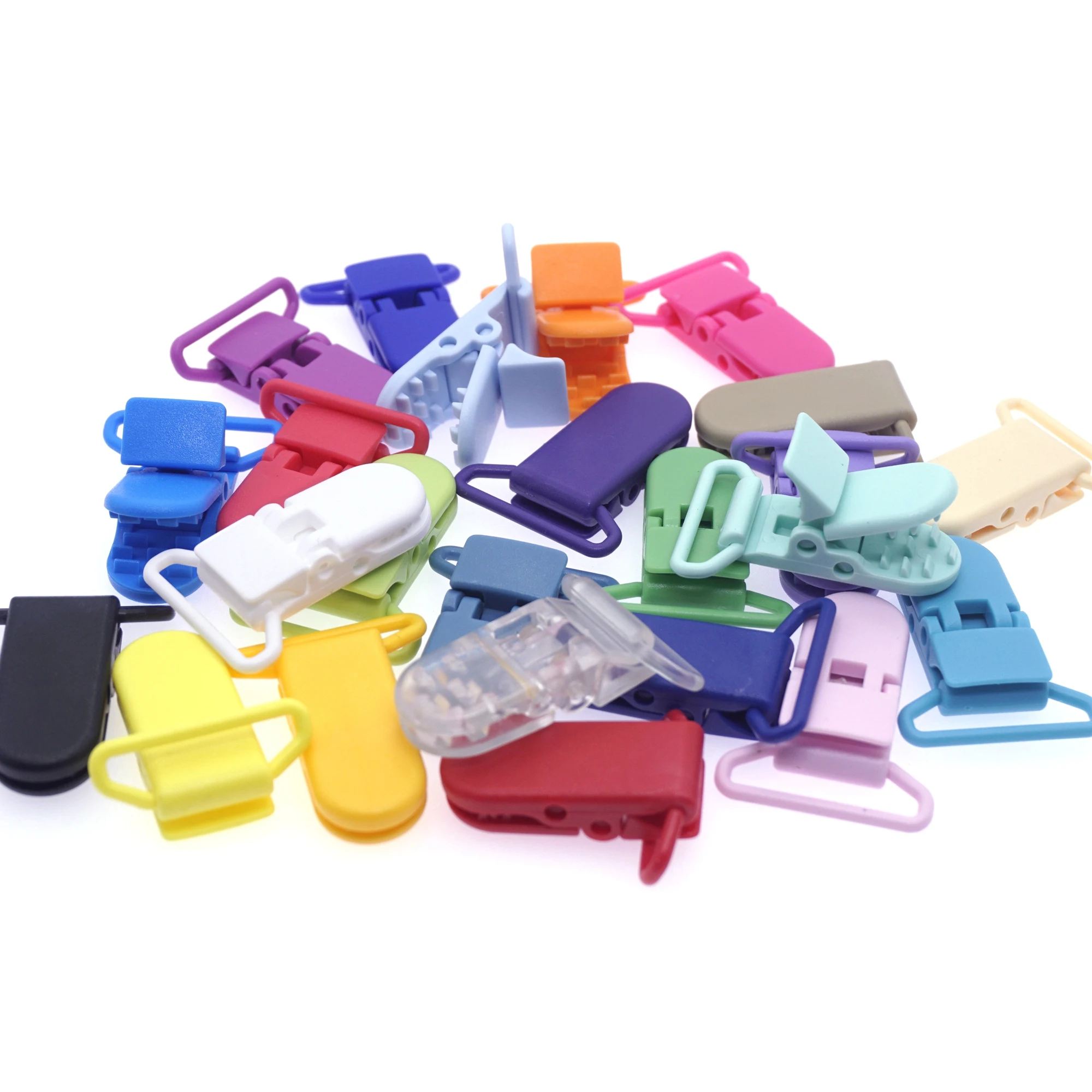 DHL 1000pcs 25mm Sutoyuen D Shape  Plastic Baby Pacifier Clip Suspender Dummy Alligator Man Soother Clip Holder 24 Colors