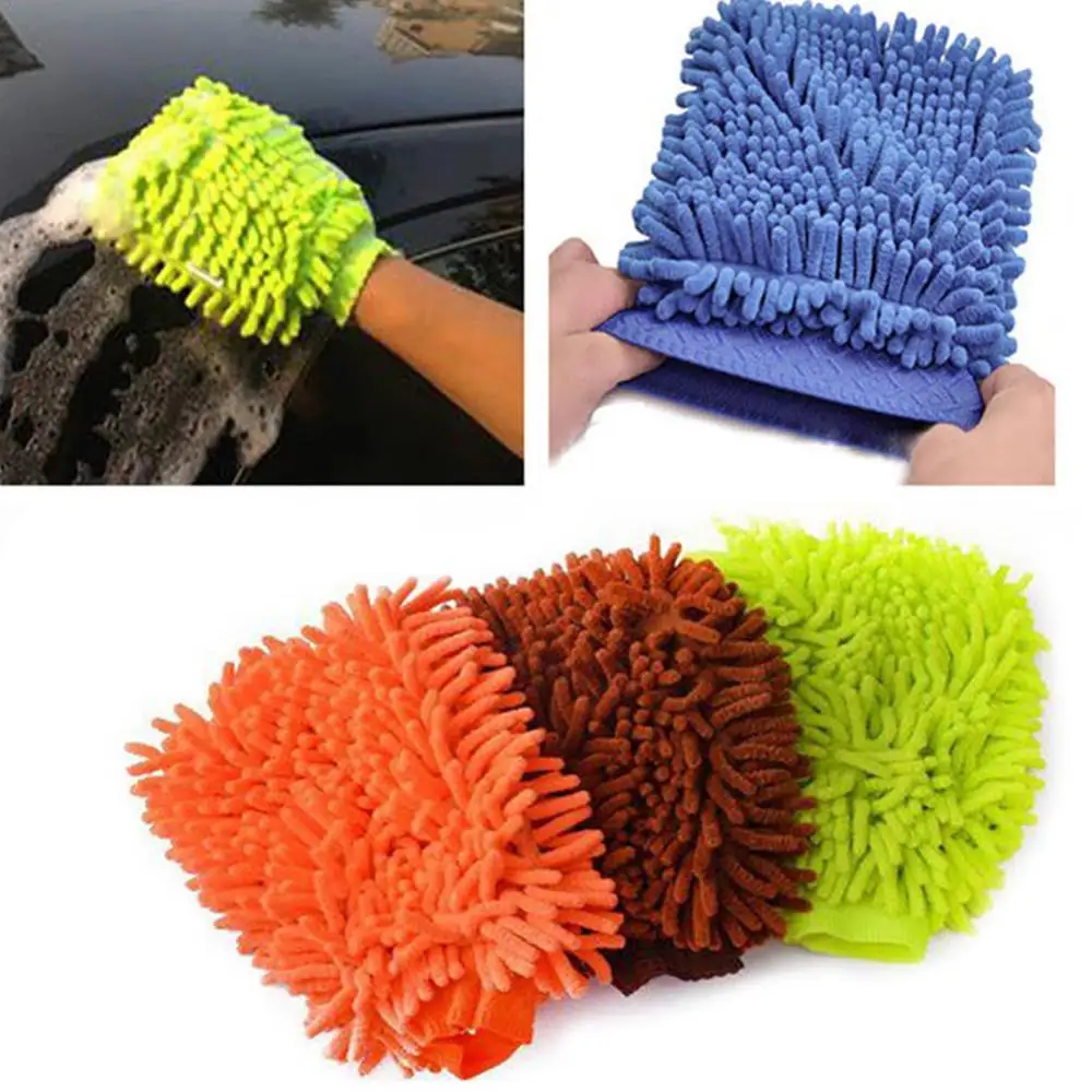 1Pc Car Wash Towels Washing Microfiber Chenille Mitt Auto Cleaning Glove Dust Washer Soft Drying Cloth Hemming Wash Towel