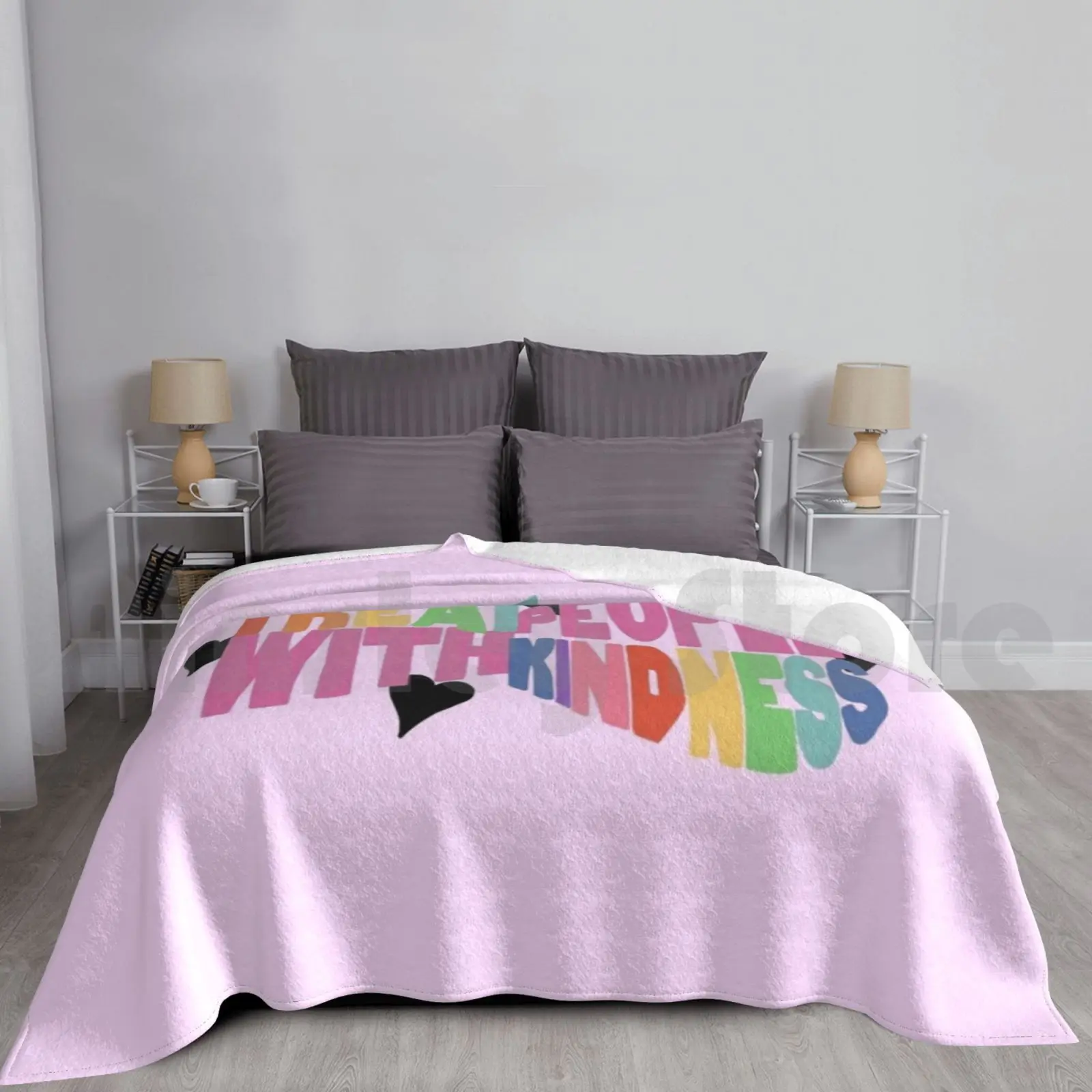 

Tpwk Pink Rainbow Blanket For Sofa Bed Travel Tpwk Treat People With Kindness Fine Line Hs Hs2