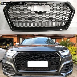 For Audi Q5 SQ5 2018-2020 Black Front Racing Grill Sport Honeycomb Hood Mesh Guard Car Accessories For Quattro Style