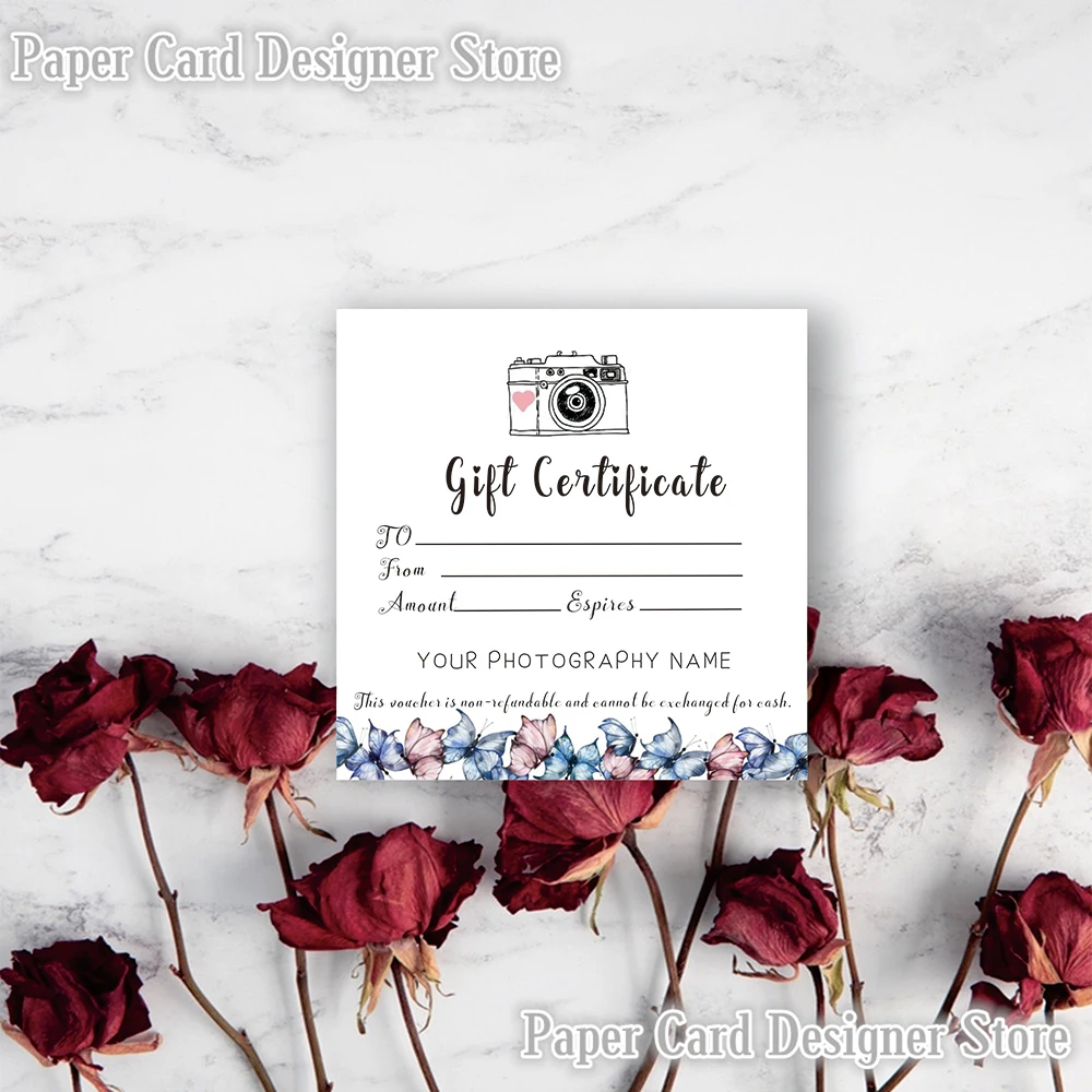 Customized Small Photography Gift Certificate Personalized For Customers Voucher ADD LOGO Gifts Modern Business Note Coupon