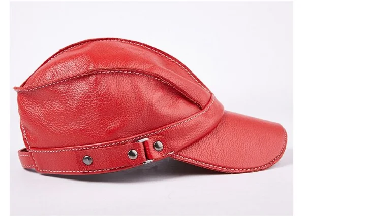 Mode Unisex Hohe Qualität Echt Leder Military Caps Sailor Hüte Frauen Männer Schwarz Braun Flache Top Kapitän Kappe Reise Kadett hut – Detail 14