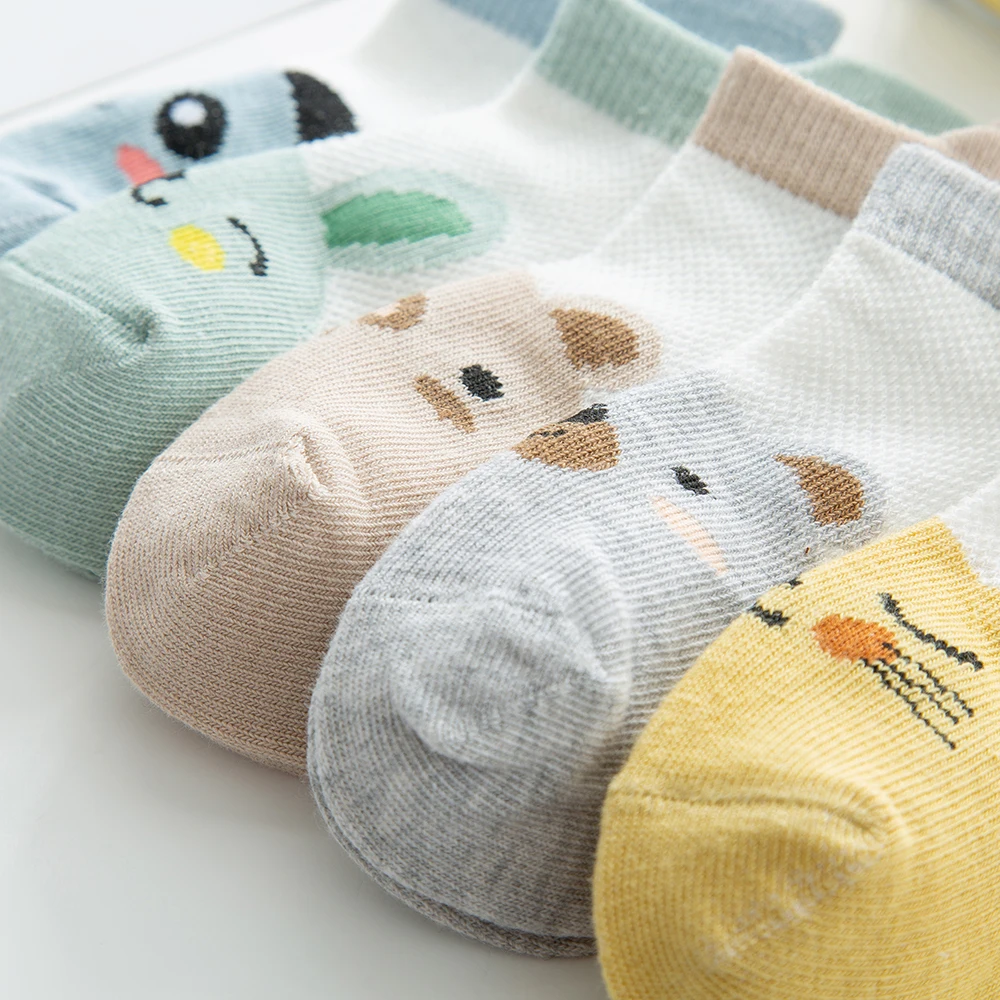 5Pairs/lot2-9Y Baby Socks Summer Cotton Animal Cartoon Kids Socks Girls Mesh Cute Newborn Boys Toddler Socks Baby