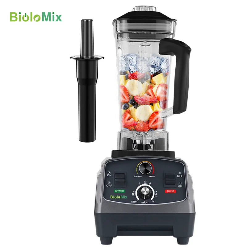 BioloMix 3HP 2200W 헤비 듀티 상업용 그레이드 타이머 블렌더 믹서 과즙 기 과일 푸드 프로세서 아이스 스무디 BPA Free 2L Jar