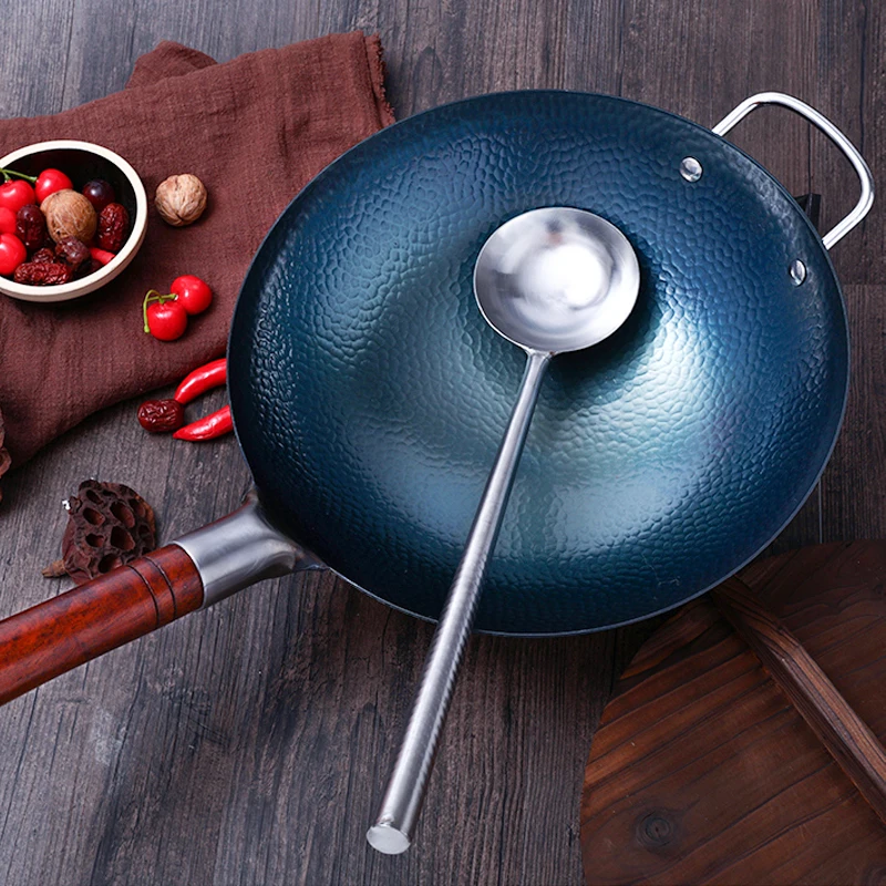 Master Handmade Iron Wok,Classic Chinese Traditional Forging Wok,No Chemical,Uncoated Wok Pan, Hand Hammered Wok