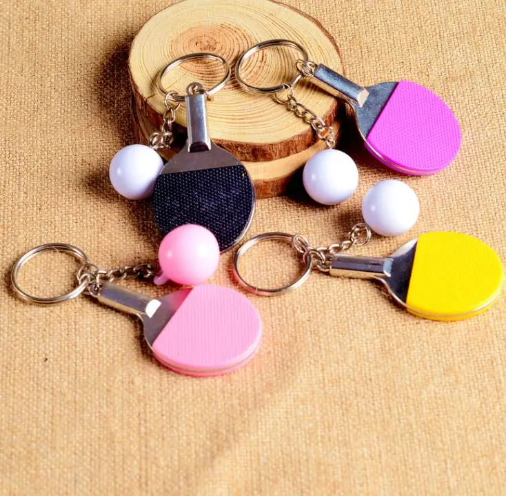 100pcs/lot Free Shipping 3D Table Tennis Ball Key Chains Multiple Color Sporty Style Men Women Teenager KeyRing KeyChain SN905