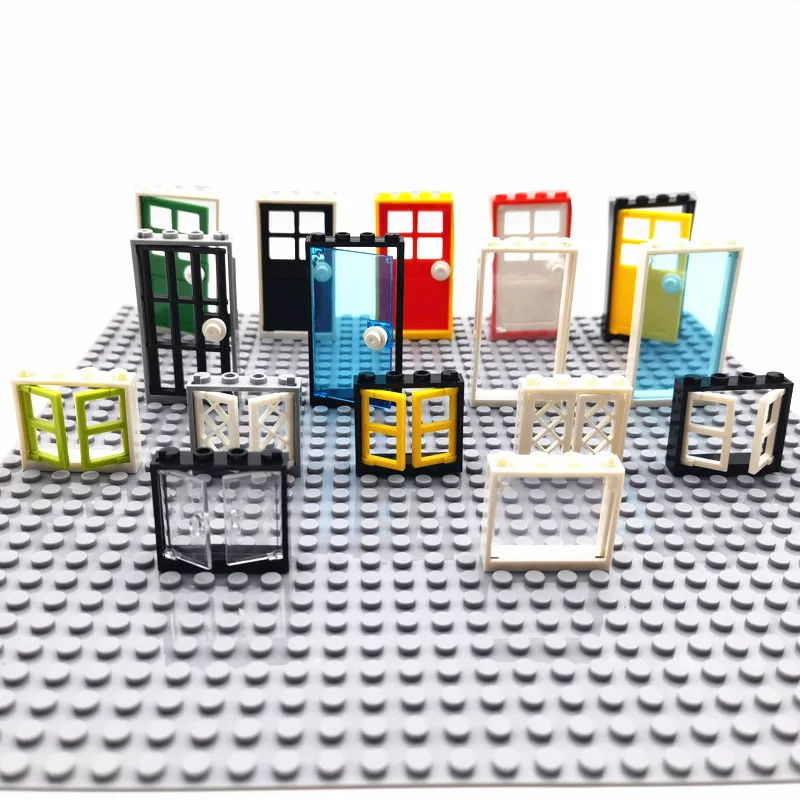 家の都市建築部品,窓ビルディングブロック,moc DIYおもちゃ,都市互換,友達,クラシックブロック,子供用,5個