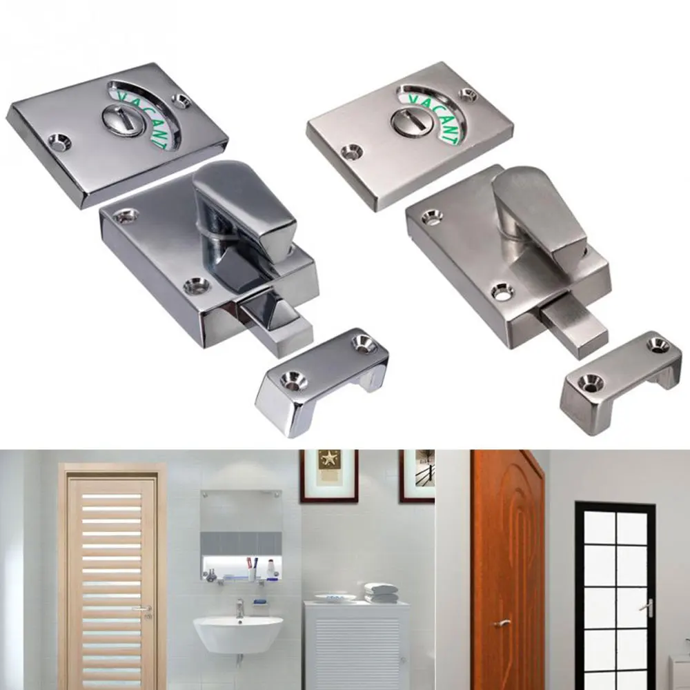 Chrome/Nickel Brushed Indicator Bathroom Toile Door Lock Zinc Alloy WC Toilet Bolt Door Lock for Home Tools Bathroom Toilet