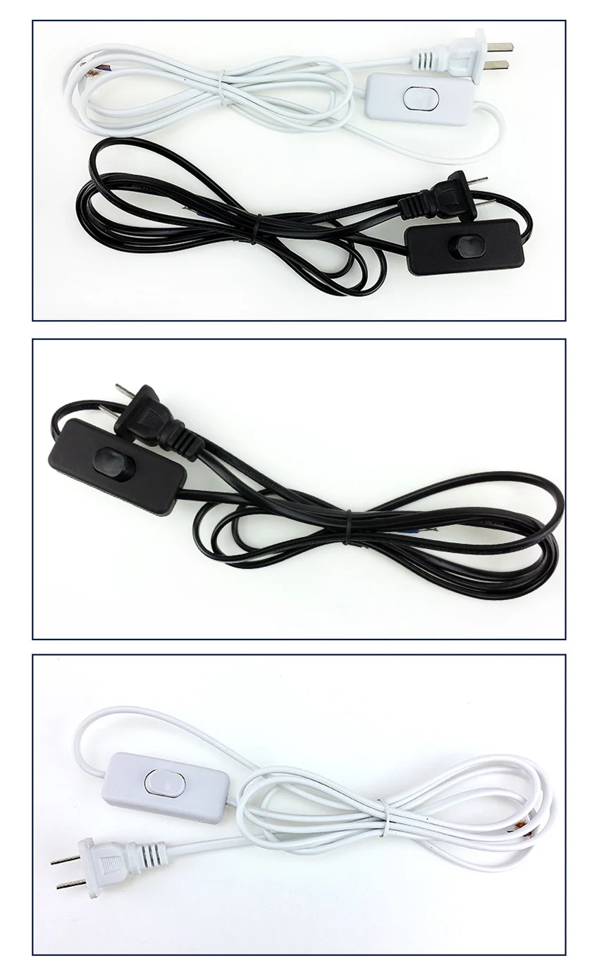 1 Stück Europäisches Schwarz-Weißes 303 Schalter-Verkabelungs-AC-Stromkabel EU US LED-Beleuchtungsstreifen Stromkabel 1,8m Elektrokabel – Detail 3