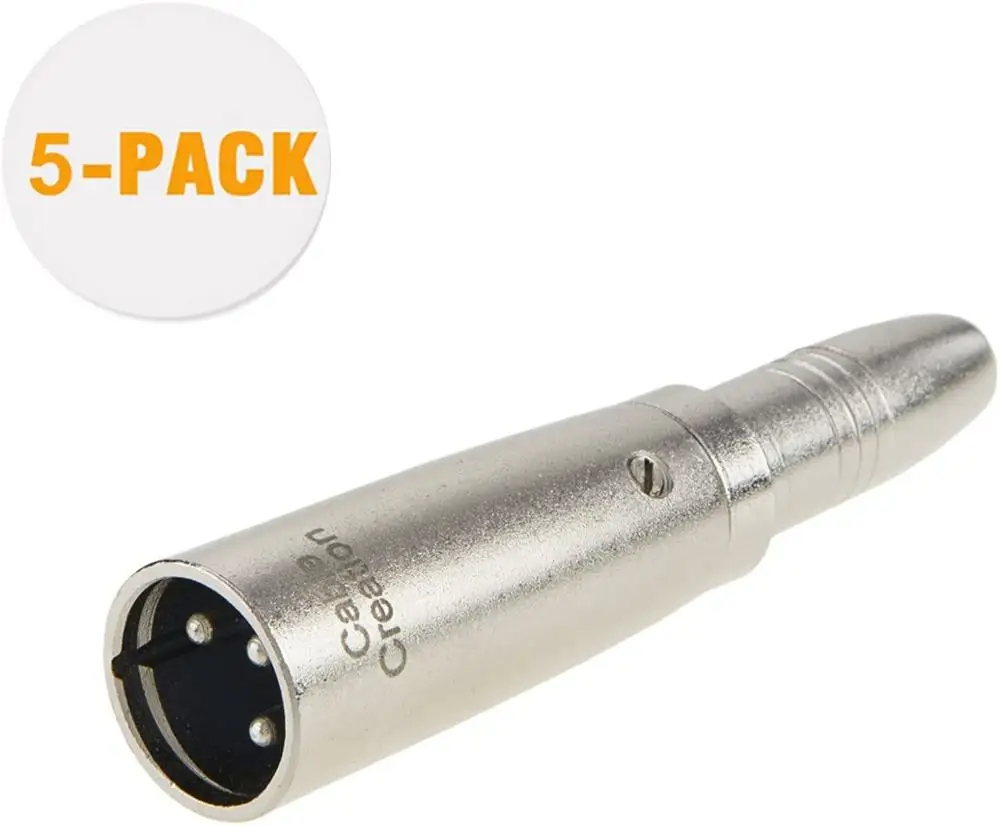 

[5-Pack] XLR 3 Pin Male to 1/4" 6.35mm Female Jack Socket Audio Adapter, Silver