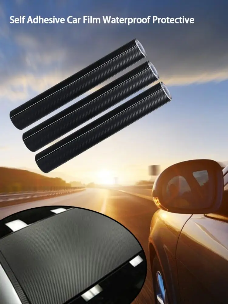 12x120inch Carbon Fiber Matte Black Car Body Film Self Adhesive Waterproof Air Bubble Free Mirror Automotive Vinyl Wrap Film