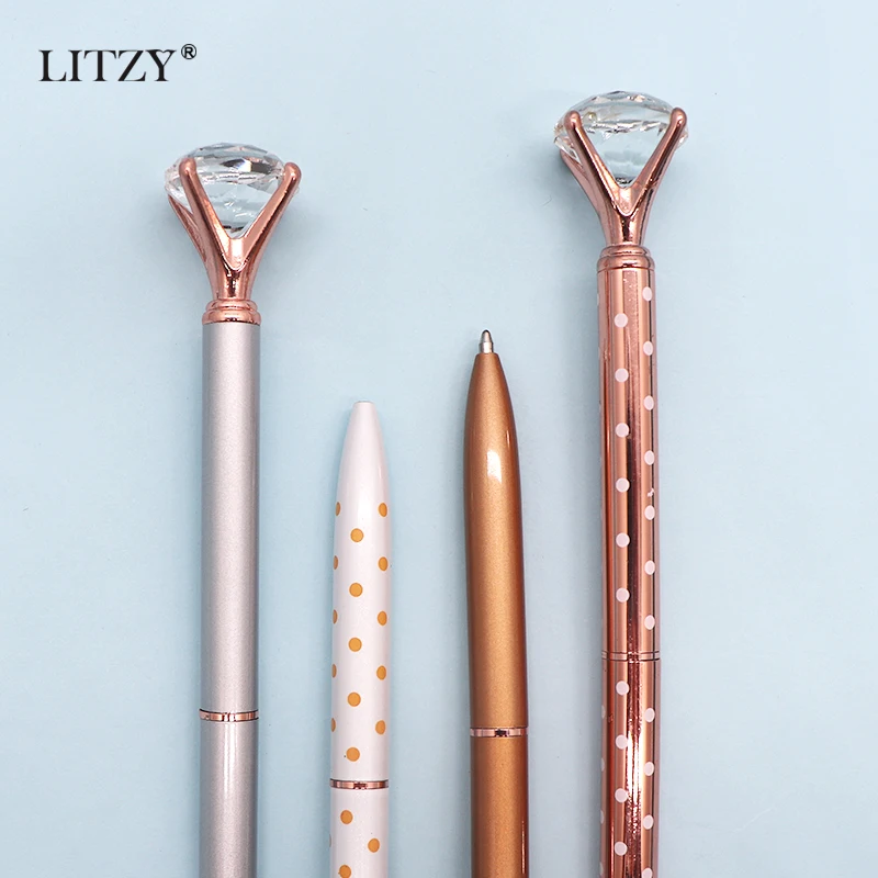 Big Gem Ballpoint Pen Luxury Crystal Rose Gold Diamond Ballpoint Pens for School Writing tools Stationery Office Supplies