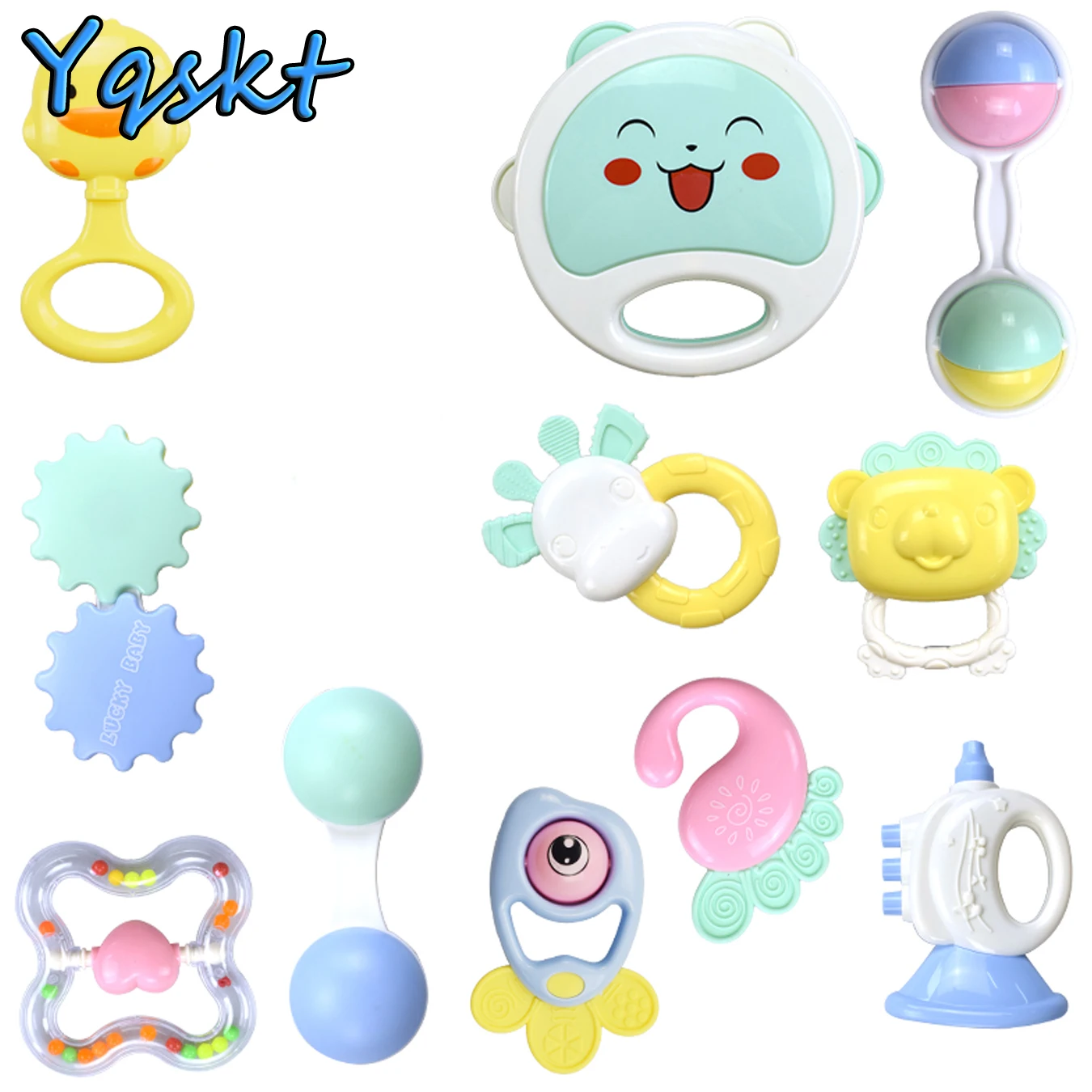 Safe Silicone Cartoon Baby Rattle Bed Bell Ring Molar Plastic Ring Newborn Toys 0-12 Months Teether Baby Educational Toys