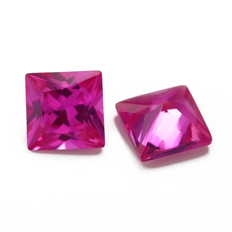 Size 2x2mm~10x10mm Sqare Shape Princess Cut Synthetic Corundum Gems For Jewelry Making 5# 3# 8# Color