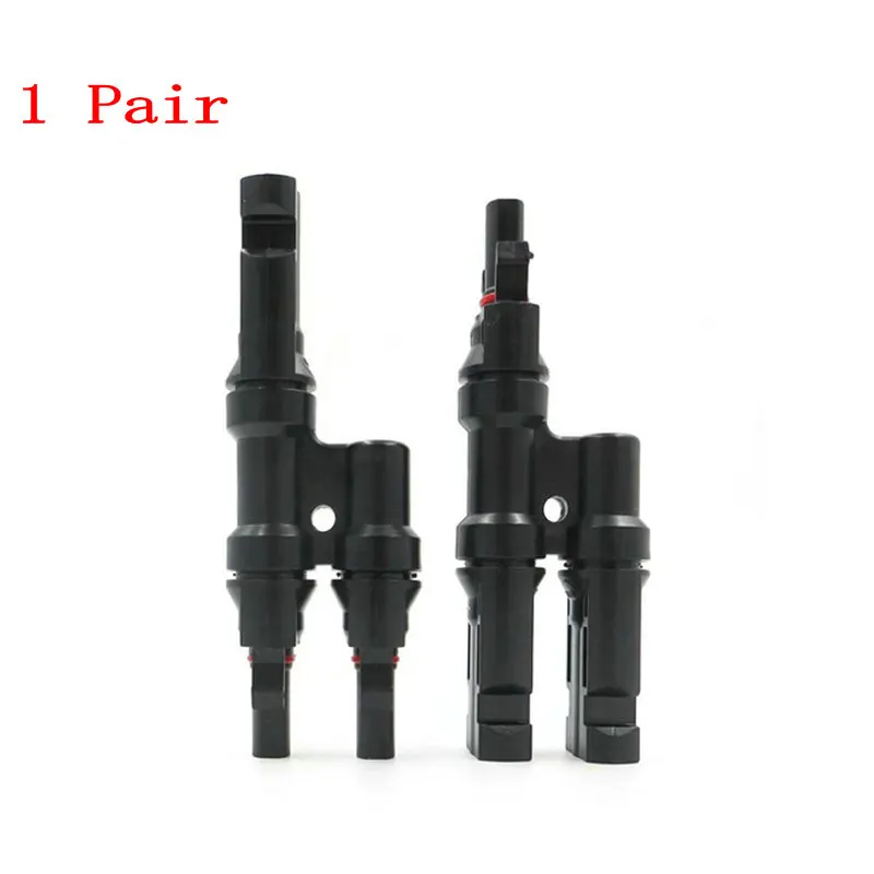 1Pair 2 Branch T type Connector for solar panel parallel connection branch two PV module panel connect solar system