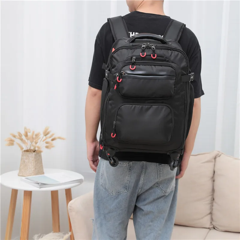 18/22 Inch Backpack Waterproof Trolley Bag Luggage Computer School Backpack Multi-function Pocket Boarding Sports Bag