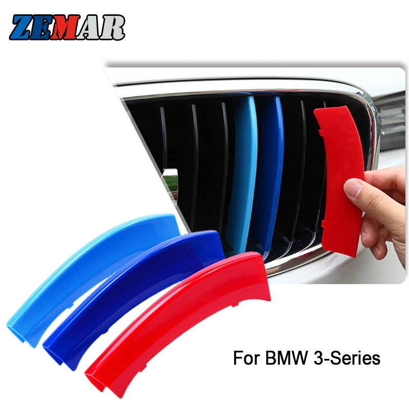 3pcs ABS M/Germany Color Car Racing Grille Strip Trim Clip For BMW G20 G21 F30 F31 3 Series 2020 2021 2022 2013-2019 Accessories