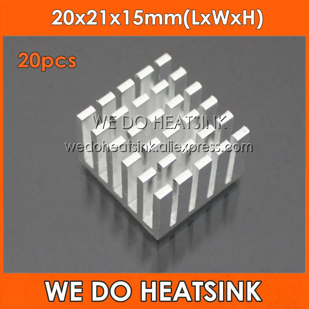 

20pcs 20x21x15mm Aluminium Radiator Silver Heatsink For Plastic IC Packages and PCB, CPU