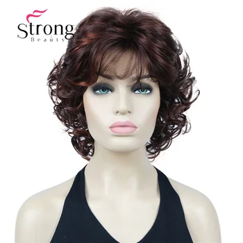 StrongBeauty doğal görünüm kısa kıvırcık kumral Mix tam sentetik peruk kadınlar için