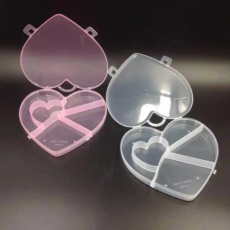 Cartoon Heart Pink Clear Plastic Storage Box Jewelry Box Jewelry Organizer Holder Cabinets For Small objects