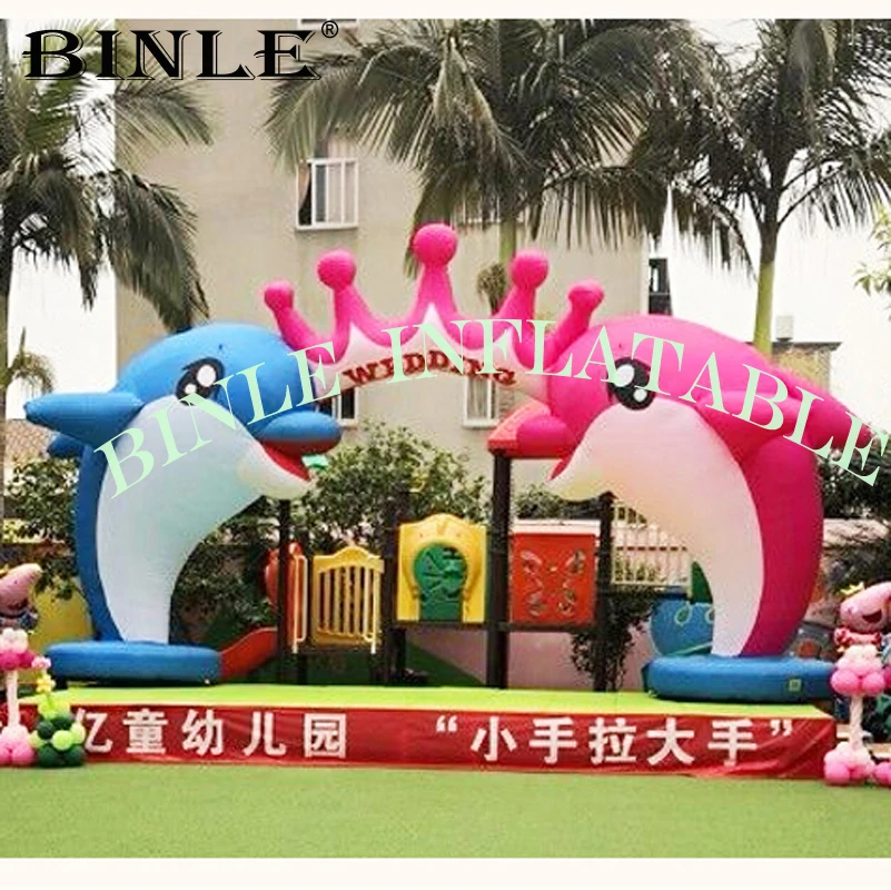 Ocean sea events inflatable dolphin arch entrance arch for wedding ceremony/party decoration