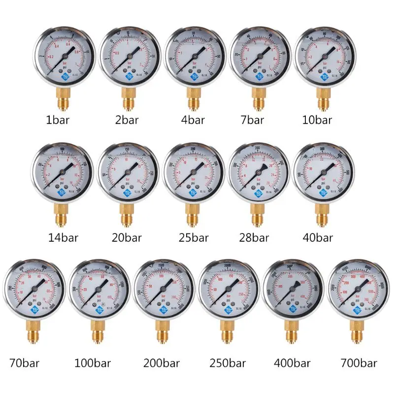 1/4 Bsp Btm Glycerine Filled Pressure Vacuum Compound Gauge Bottom Mount 68mm Dial To 10000 Psi Btm 0-1bar 0-15psi 0-2ba 0-30psi