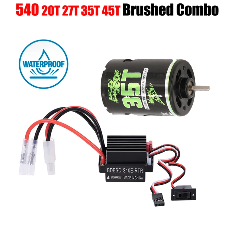 RC Car 540 Brushed Motor 20T 27T 35T 45T with 60A ESC speed controller for 1:10 RC Crawler Axial SCX10 TRX4 D90 Tamiya CC01