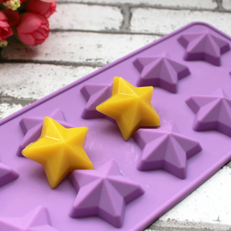 12Holes Mini Stars Silicone Soap Mold Handmade DIY Chocolate Biscuit Mold Soap Stome Mold Cake Decors Fondant Pastry Baking Tool