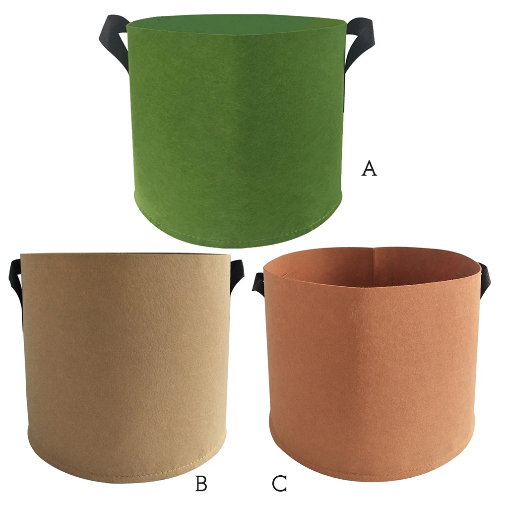 Grow Bag Thickened Non-woven Plant Fabric Pot Container with Handle for Garden Vegetable Flower, Light Tan & 3 Gallon