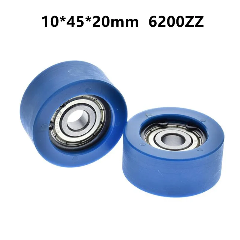 

5pcs/20pcs 10*45*20mm Flat Roller 6200ZZ 6200 Bearing Nylon Plastic Coated Pulley Guide Wheel 10x45x20mm