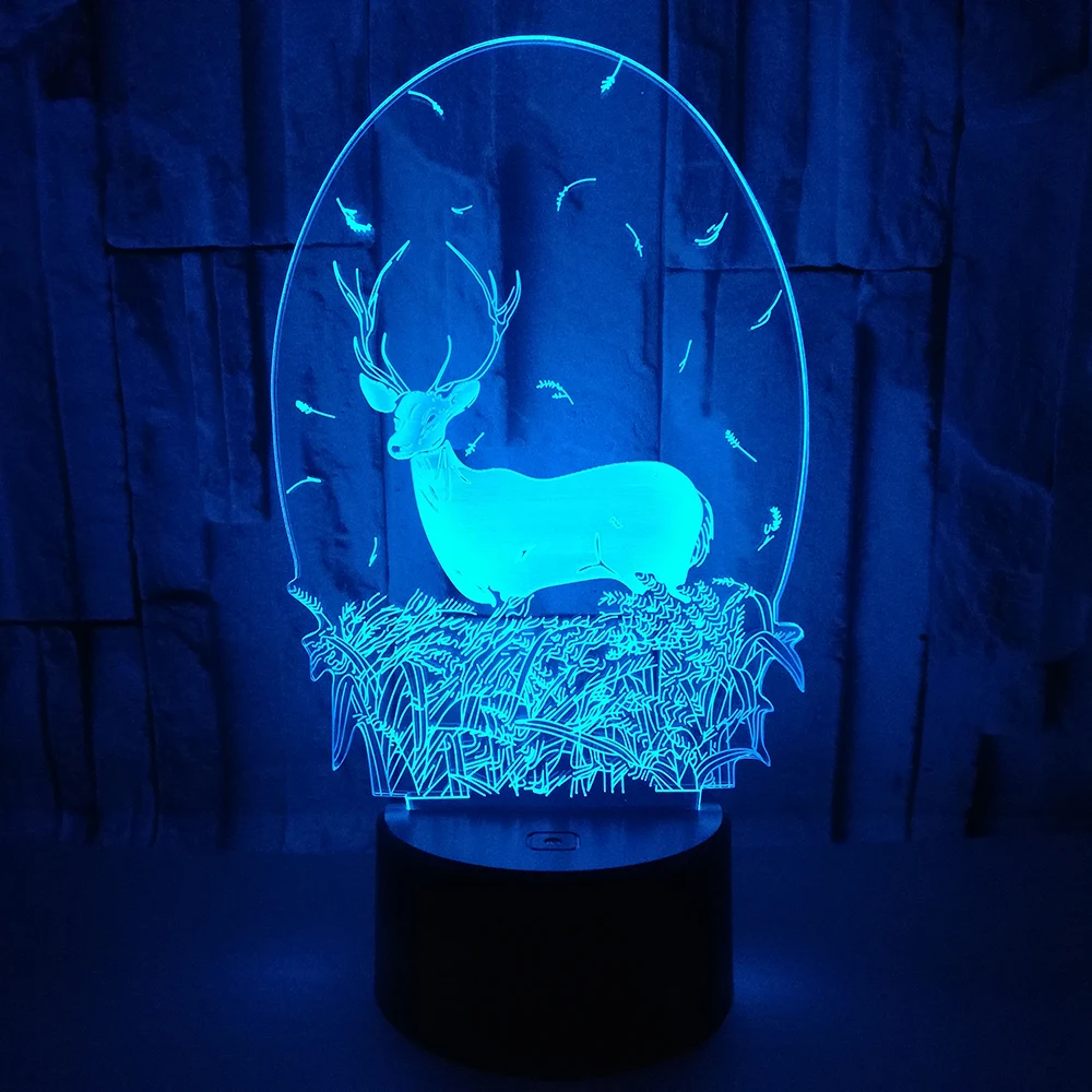 

Long-horned deer theme 3D Lamp LED night light 7 Color Change Touch Mood Lamp Christmas present Dropshippping