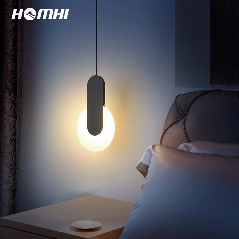 

Homhi Nordic Pendant Lamp For Bedroom Bedside Suspension Living Room Lighting Crystal Ring Chandelier Design Decoration HPD-062