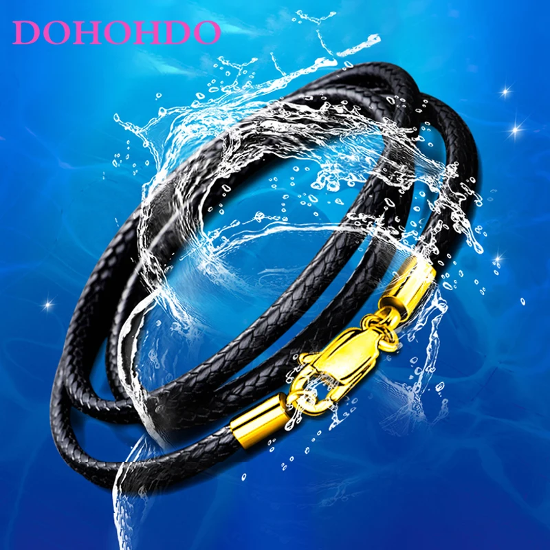 New 1.5mm 2mm 3mm Necklace Cord Leather Cord Wax Rope Chain With Stainless Steel Lobster Clasp For Men Women DIY Necklace Making