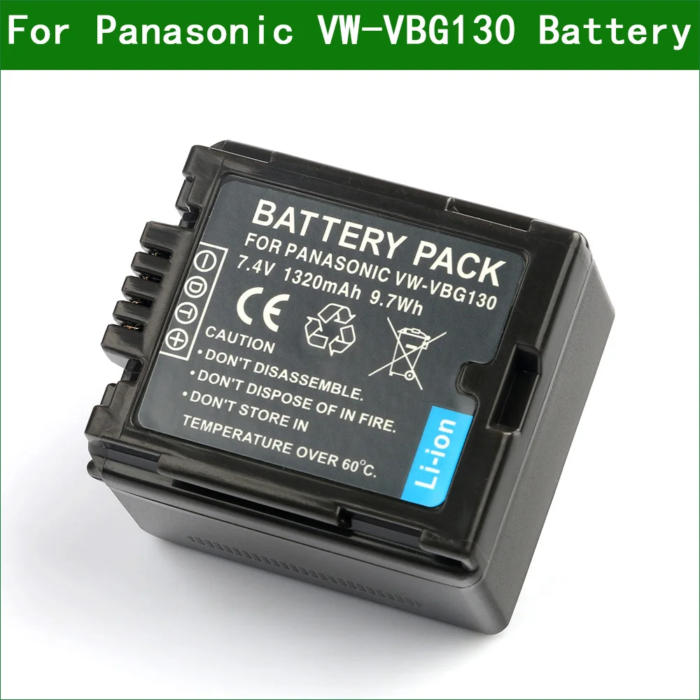 VW-VBG130 VBG130 Digital Camera Battery + Charger for Panasonic SDR H40 H48 H50 H60 H68 H80 H90 HDC HS700 TM200 TM300 TM700