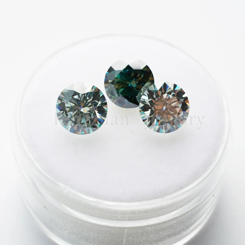 

Blue Green color Lab Created loose moissanite diamonds 1ct-6ct 1pcs round shape moissanite diamonds for jewelry in 2021