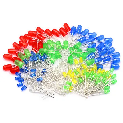 100 PCS 3/5mm LED ไดโอดสารพันชุด LED DIY ชุดสีขาวสีเหลืองสีแดงสีเขียวสีฟ้าอิเล็กทรอนิกส์ DIY ชุด