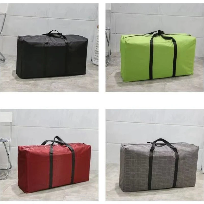 Unisex Large Capacity Folding Duffle Bag Travel Clothes Storage Bags Zipper Oxford Weekend Bag Thin Portable Moving Luggage Bag