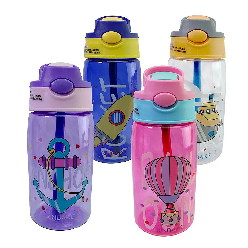 

480ML Kids Water Cup Creative Cartoon Baby Feeding Cups With Straws Leakproof Water Bottles Outdoor Portable Children's Cups