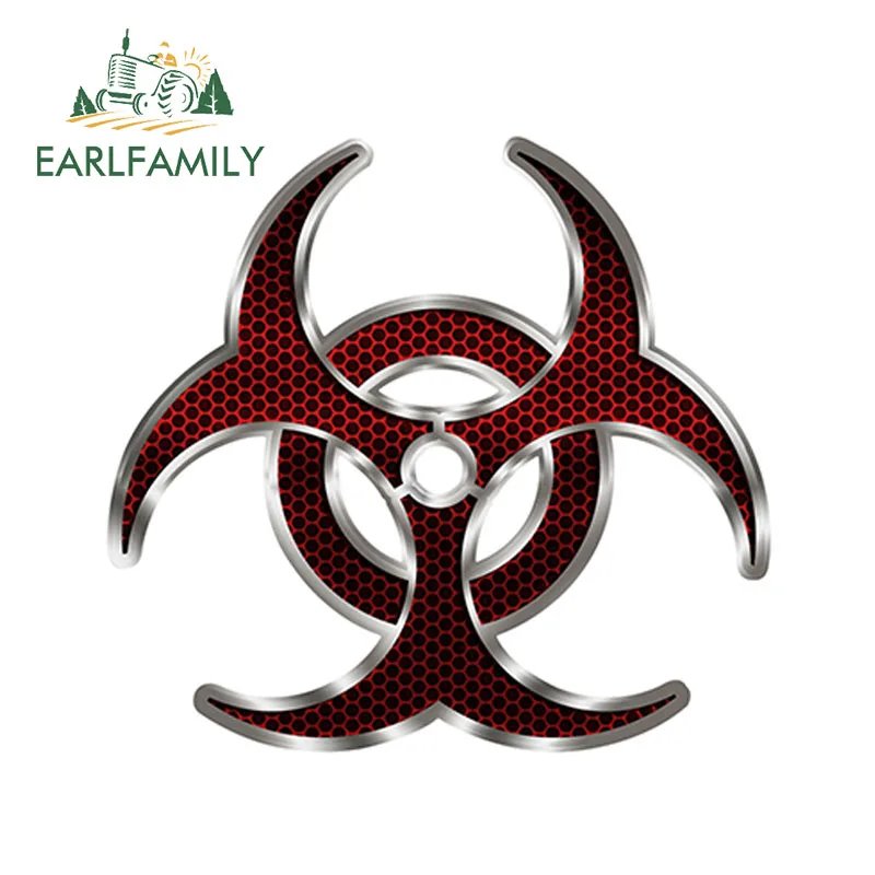 

EARLFAMILY 12cm x 12cm Biohazard RED HEX Decal Vinyl Bumper Sticker Car Truck Window Zombie Wall Stickers Car Covers