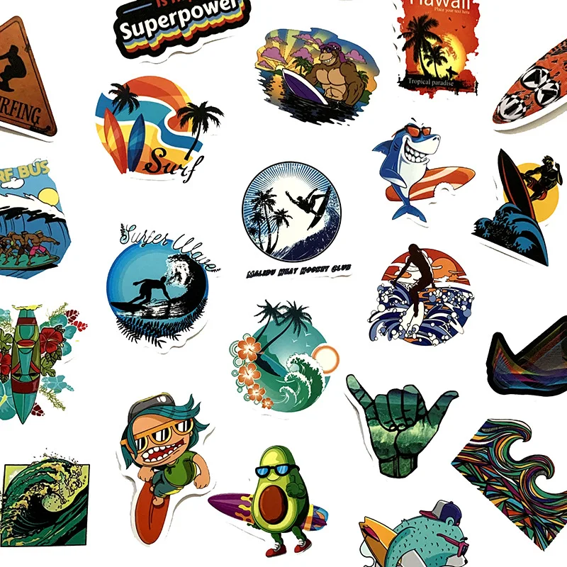 Pegatinas impermeables para deportes al aire libre, calcomanía de 10/30/50 piezas para surfear, esquí, ordenador portátil, motocicleta, equipaje,