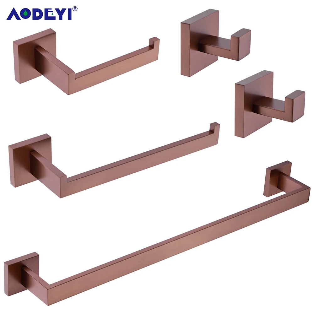 Bathroom Accessories Toilet Paper Holder Brushed Rose Gold Towel Hooks Stainless Steel Bedroom Wall Mount Bath Hardware Sets